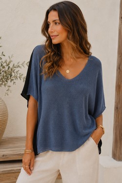 Sya Pull Léger Bicolore-BLANC
