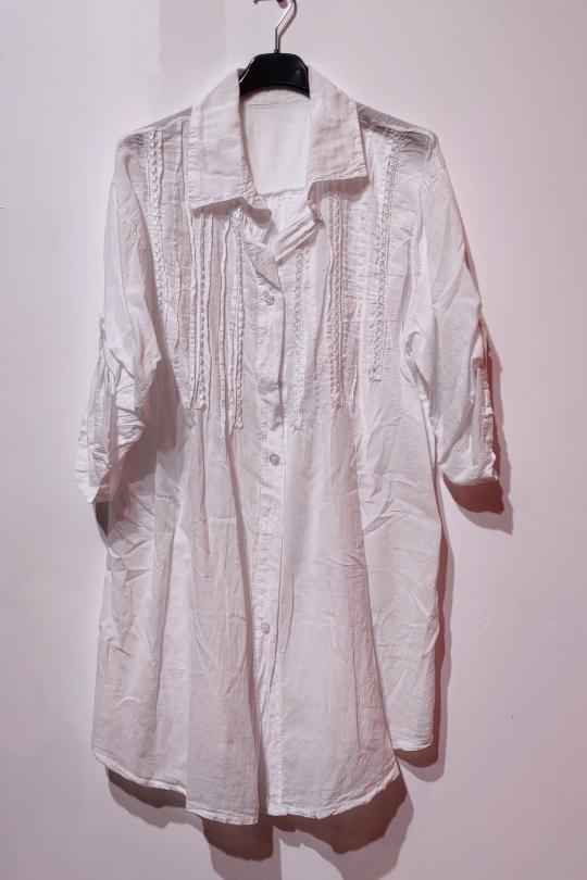 LISA CHEMISE COTON 7 dentelle -BLANC