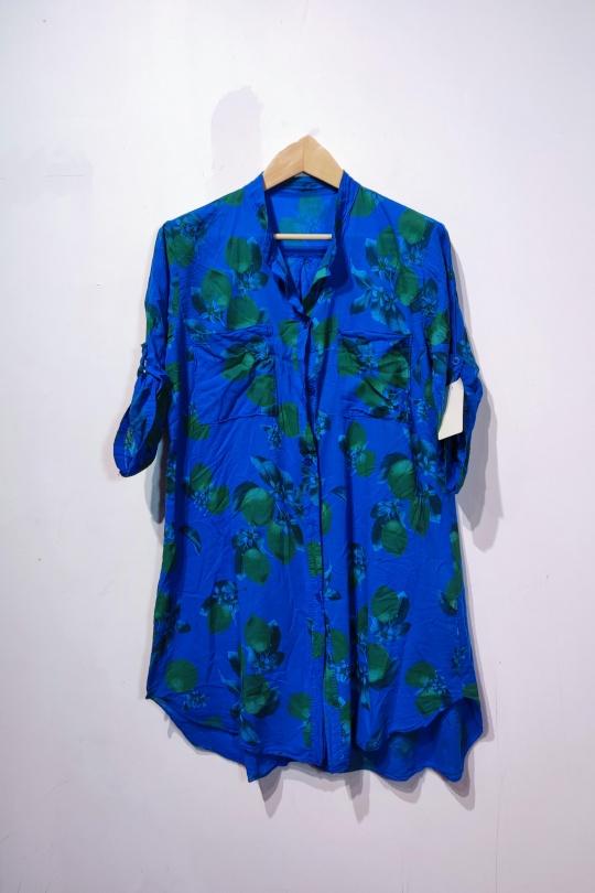 LISA CHEMISE CITRON LONG -BLEU ROI