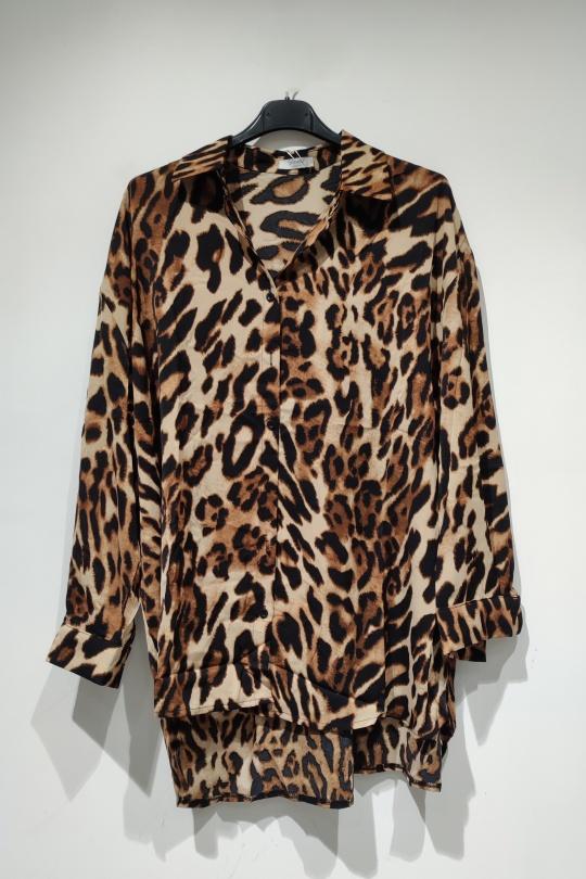 POLYE CHEMISE LEOPARD B508-BRUN