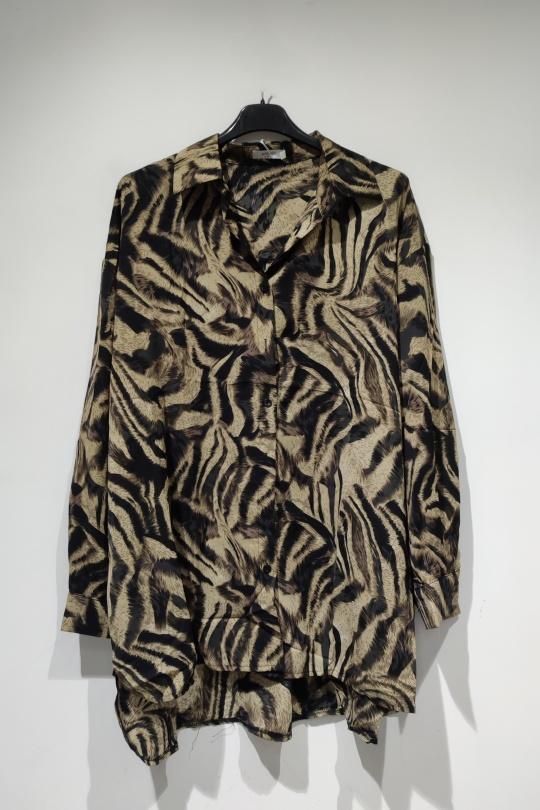 POLYE CHEMISE TIGRE B507-BRUN