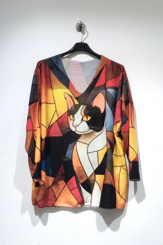 NESS CHAT GÉOMÉTRIQUE AH26-MULTICOLORE