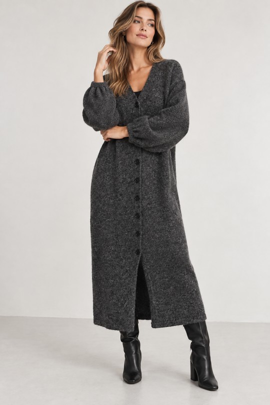Gilet Long Femme en Maille Élisa - GO2668817-ANTHRACITE