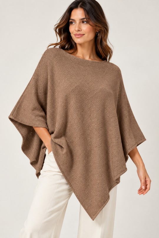 Poncho en maille 8901 – Made in Italy-BEIGE