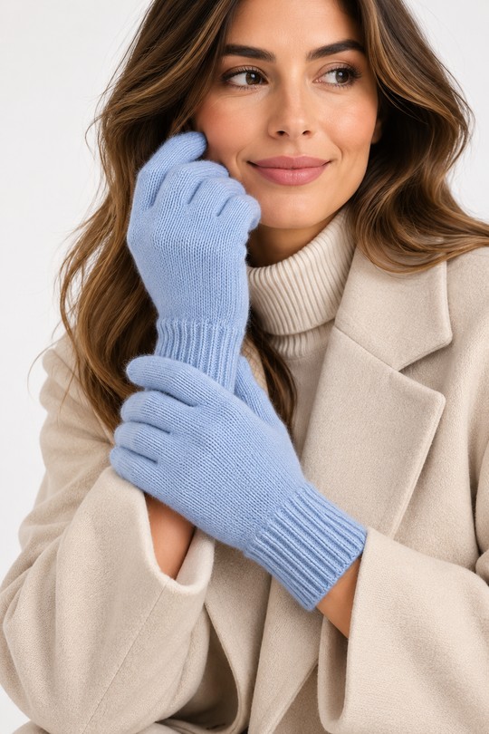 Gants en maille doux et élégants-BLEU CIEL