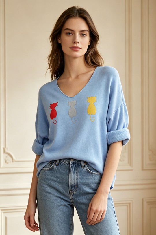 24735CHAT-BLEU CIEL
