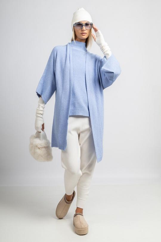 GILET EN MAILLE SANS COUTURE - Y27047-BLEU CIEL