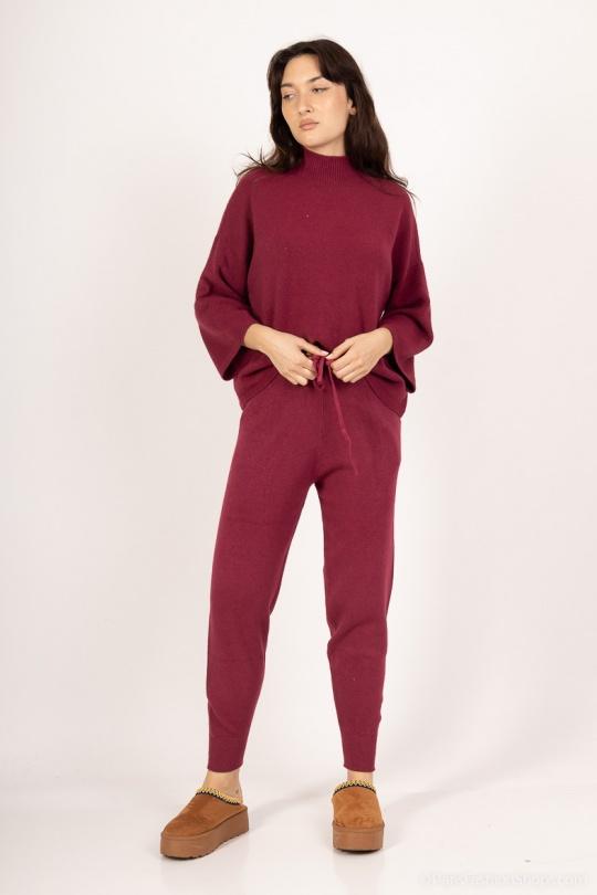 PANTALON JOGGING SANS COUTURE - Y52004-BORDEAUX