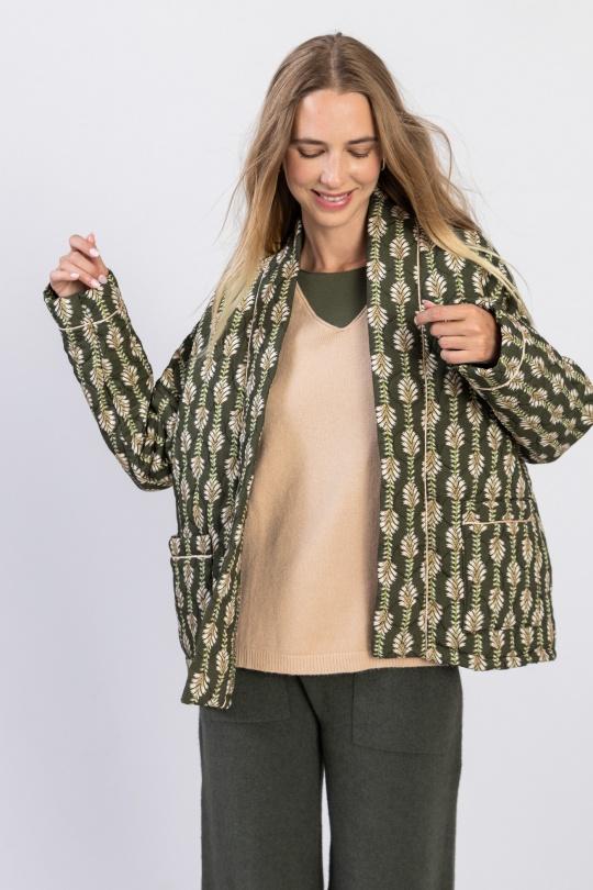 9193 VESTE MATELASSÉE IMPRIMÉE-KAKI