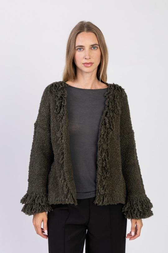 85177 BOUCLETTE GILET À FROUFROU-KAKI