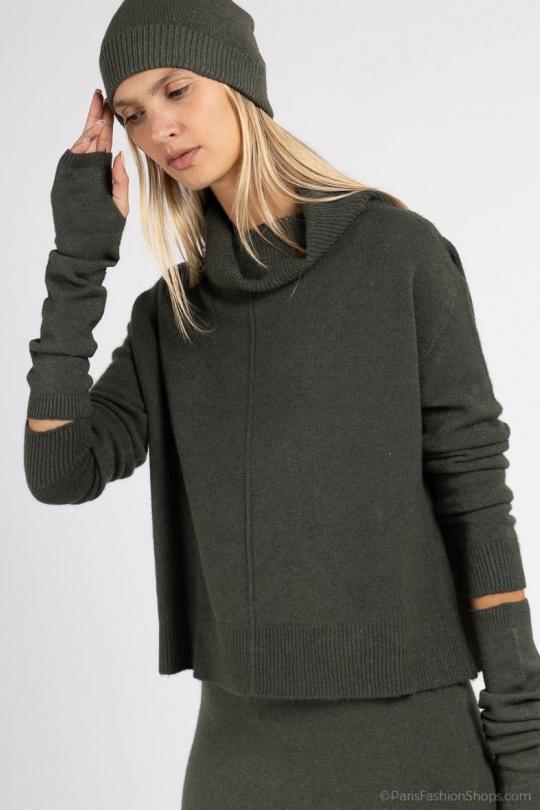27005 PULL COL BOUFFANT SANS COUTURE-KAKI