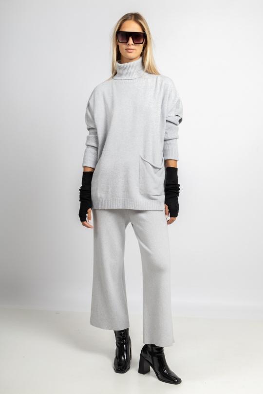 57075 PULL COL ROULÉ SANS COUTURE-GRIS