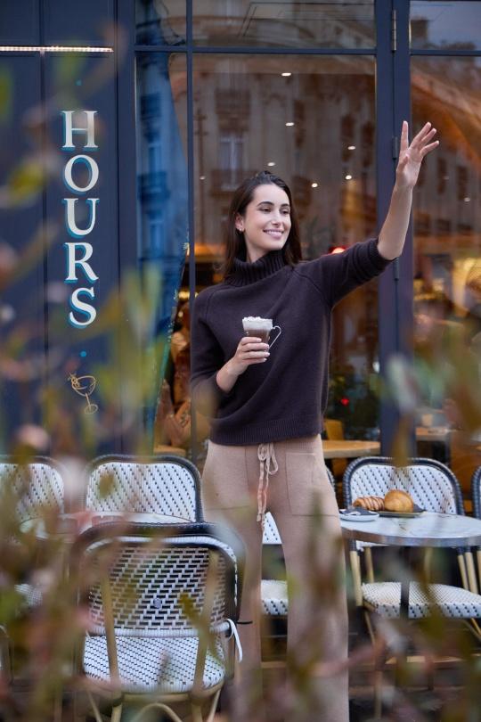 PULL COL ROULÉ SANS COUTURE 350210-MARRON FONCÉ