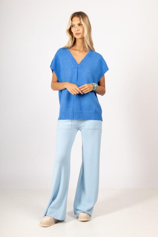 PULL COL V SANS COUTURE 350209 ( OFFRE LAST CHANCE )-BLEU ROI