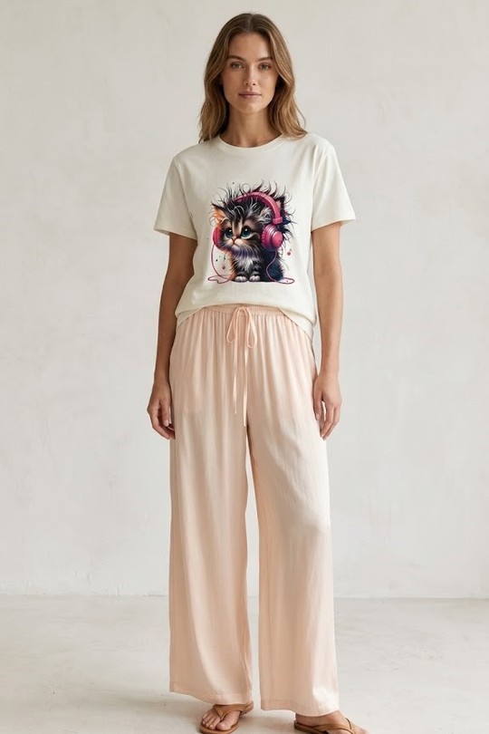 T-Shirt chat casque-BLANC
