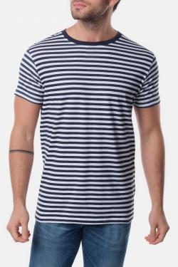 T-SHIRT À RAYURE OBELISK-NAVY