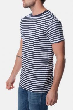 T-SHIRT À RAYURE OBELISK-NAVY