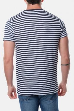 T-SHIRT À RAYURE OBELISK-NAVY