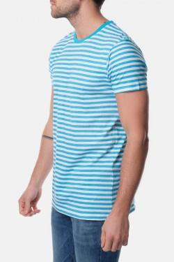 T-SHIRT À RAYURE OBELISK-NAVY