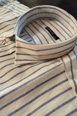 CHEMISE A RAYURE NEMO-(M-3XL)-CIEL