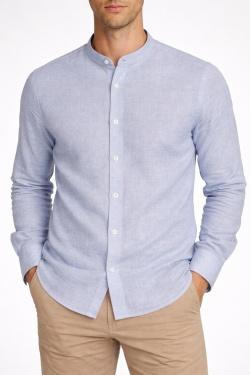 CHEMISE COL MAO DADAM-BLEU