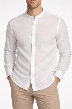 CHEMISE COL MAO DADAM-BLEU