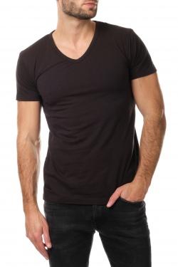 T-SHIRT UNI COL ROND-LAXUS-NOIR