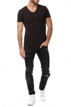 T-SHIRT UNI COL ROND-LAXUS-NOIR