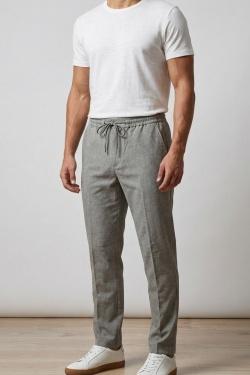 PANTALON CHIC DÉCONTRACTÉ À CORDON FRIEREN-BLEU FONCÉ