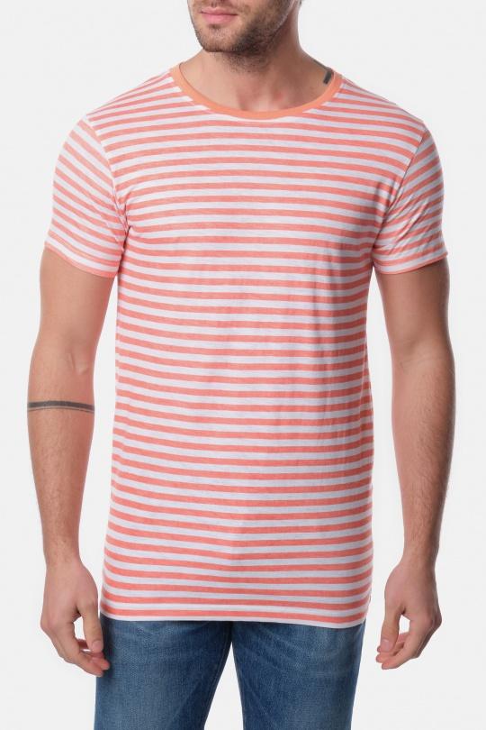 T-SHIRT À RAYURE OBELISK-CORAIL
