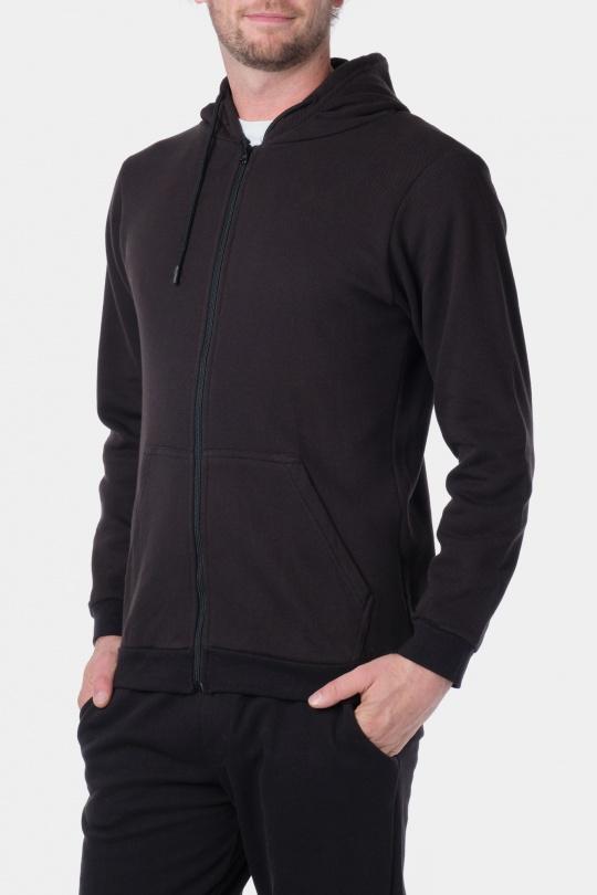 SATORU-GILET CAPUCHE MAILLE -NOIR