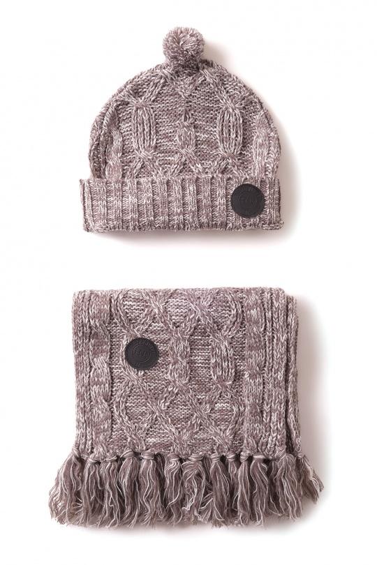 IAJIROBET ENSEMBLE ECHARPE ET BONNET-GRIS
