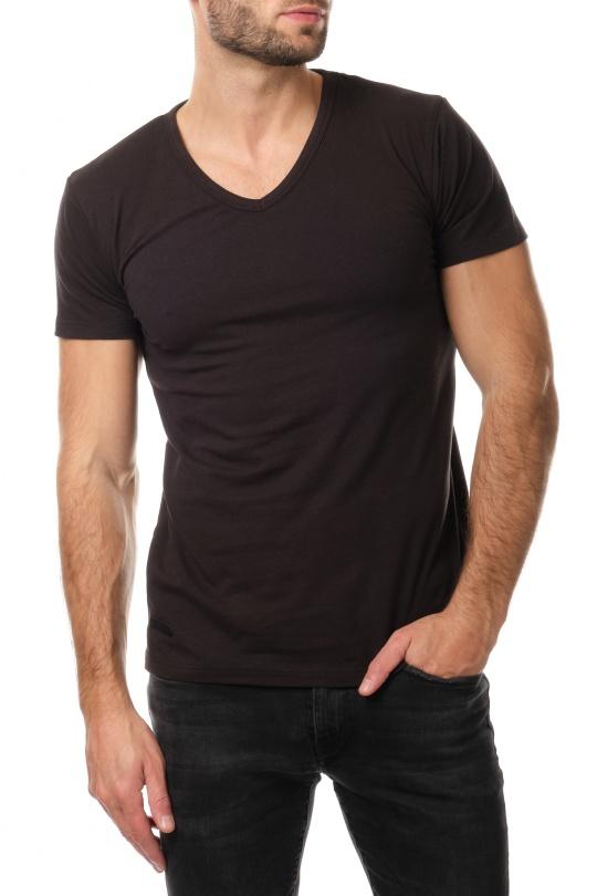 T-SHIRT UNI COL ROND-LAXUS-NOIR