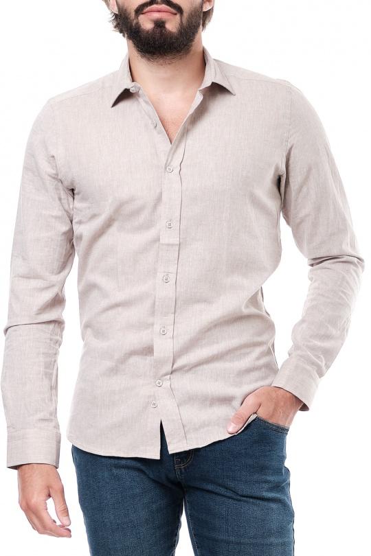 CHEMISE UNIE RON-5XL-MARRON GLACÉ